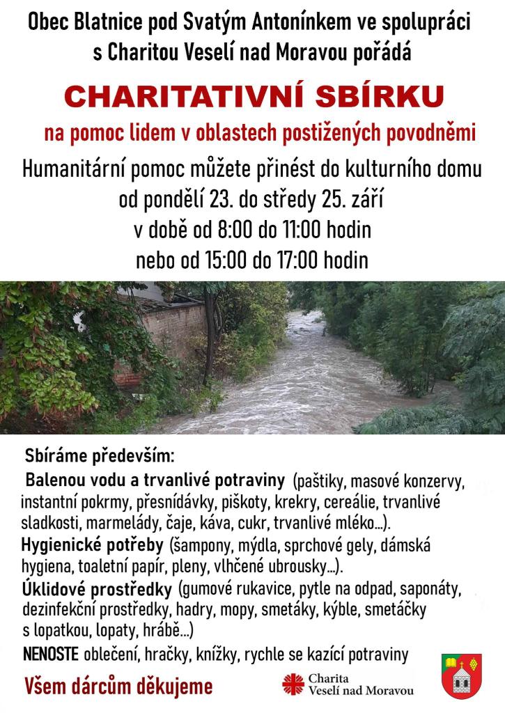 Charitativní sbírka v Blatnici 
